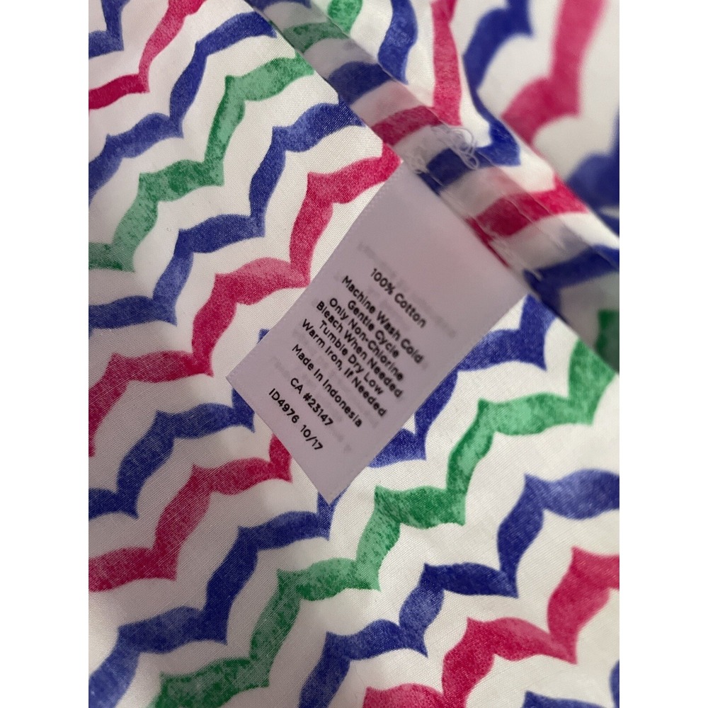 Talbots Top Women's XS Chevron Striped Cotton Blouse Tie Sleeve SI51 - Picture 3 of 5
